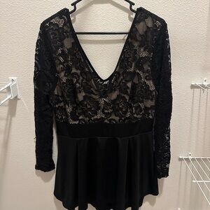 Black Lace Long Sleeve Top